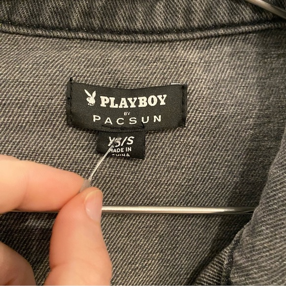 Playboy Jan 1986 Andy Warhol Cover Grey Bunny Distressed Rhinestone Denim Jacket - Picture 15 of 16